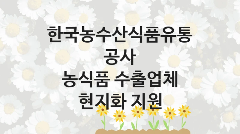 한국농수산식품유통공사
농식품 수출업체 현지화 지원