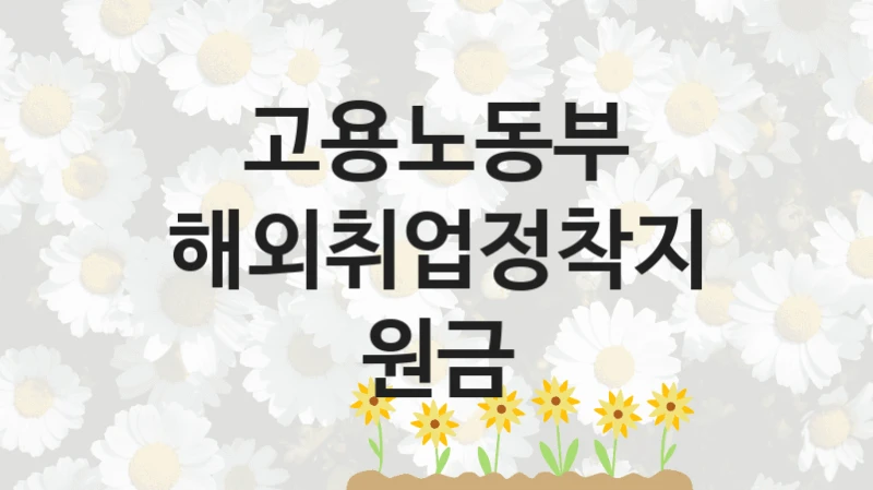 고용노동부
해외취업정착지원금