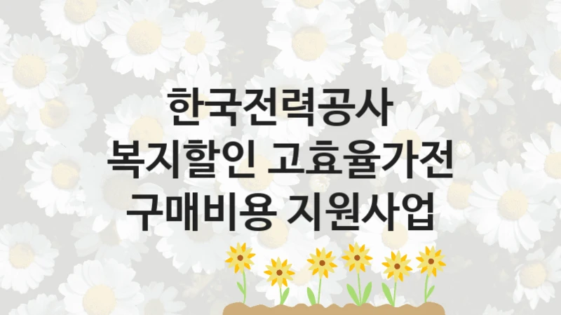 한국전력공사 “복지할인 고효율가전 구매비용 지원사업” 지원사업 대상자 선정 기준 및 서류 준비
