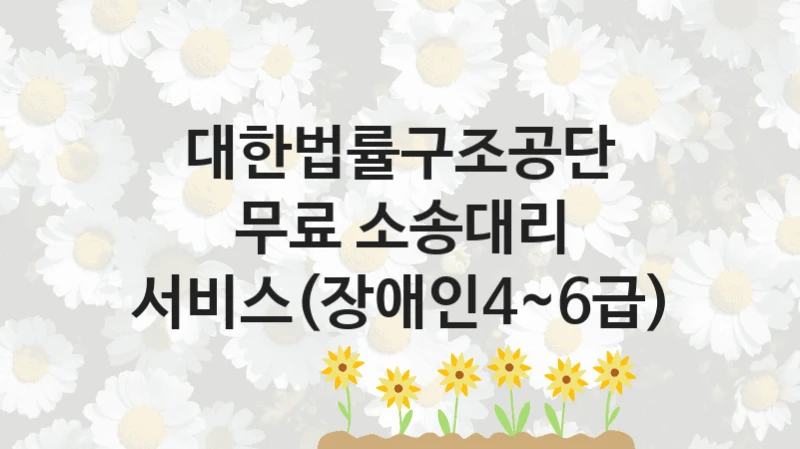 대한법률구조공단
무료 소송대리 서비스(장애인4~6급)