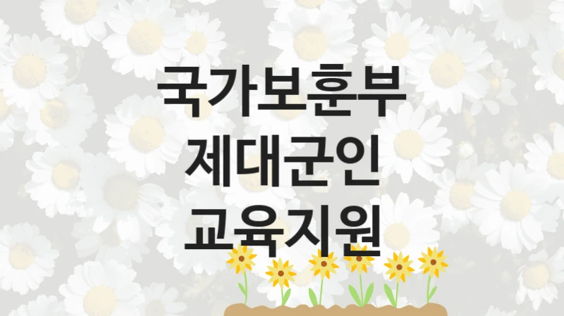 국가보훈부 정책 “제대군인 교육지원” 제대군인일자리과 -신청 구비서류와 자격