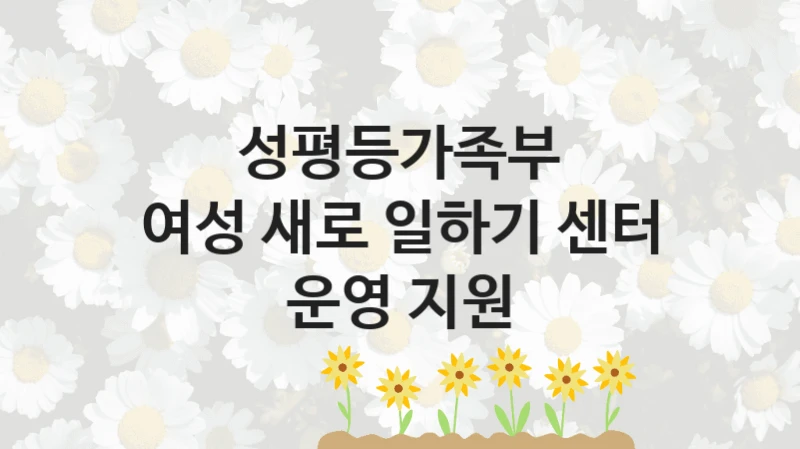 성평등가족부
여성 새로 일하기 센터 운영 지원