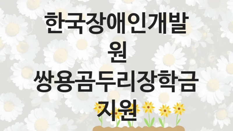 “쌍용곰두리장학금 지원” 한국장애인개발원 복지지원 혜택 – 신청 방법과 구비 서류