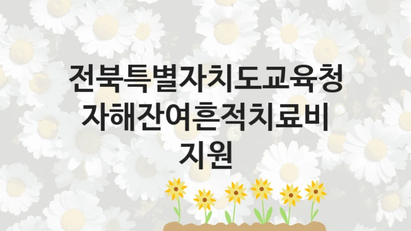 전북특별자치도교육청 사회 복지 혜택 “자해잔여흔적치료비 지원” – 접수 방법 및 지원 한도