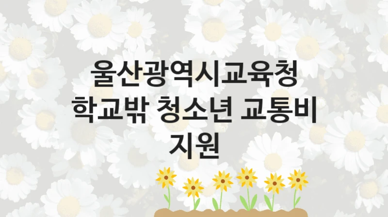 울산광역시교육청 “학교밖 청소년 교통비 지원” 복지 지원혜택 – 신청 방법과 구비 서류