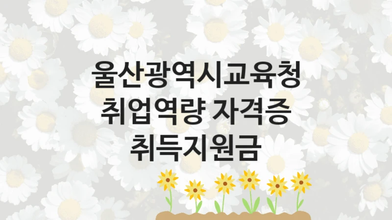 국가 복지 정책 “취업역량 자격증 취득지원금” 신청 대상 및 자격 조건 – 울산광역시교육청
