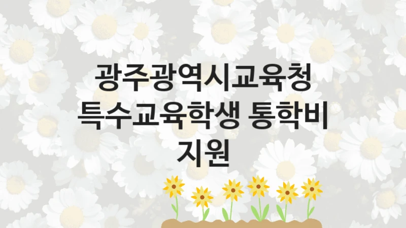 광주광역시교육청 “특수교육학생 통학비 지원” 지원사업 자격 조건과 신청 일정