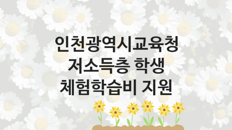 “저소득층 학생 체험학습비 지원” 복지 혜택 자격 심사 및 접수 일정 – 인천광역시교육청 지원 정책