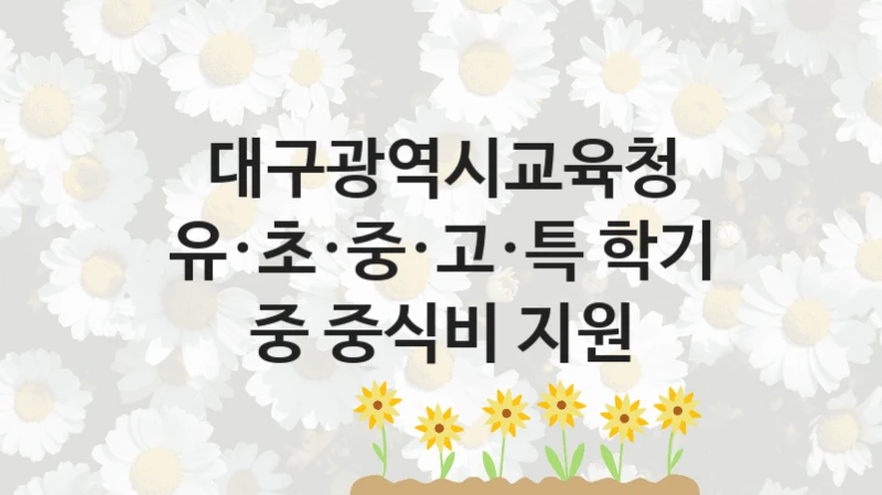 대구광역시교육청 “유·초·중·고·특 학기 중 중식비 지원” 복지 지원혜택 – 신청 조건과 자격 조건