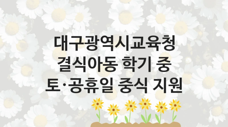 대구광역시교육청 “결식아동 학기 중 토·공휴일 중식 지원” 신청 필수 정보 – 접수 마감일과 신청 절차