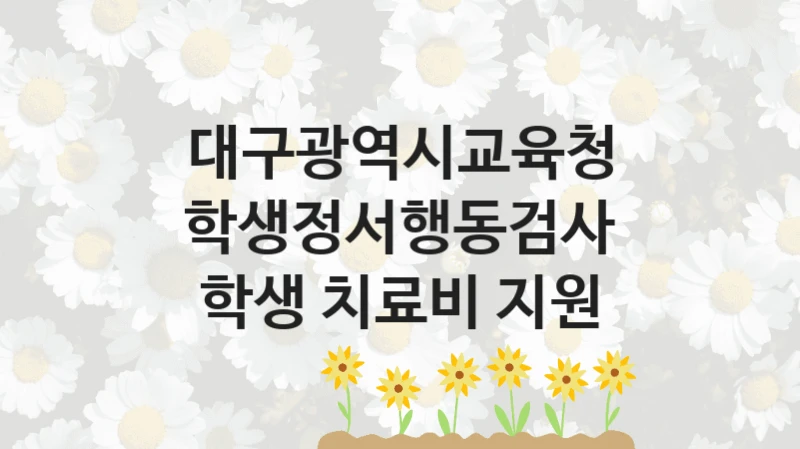 대구광역시교육청
학생정서행동검사 학생 치료비 지원