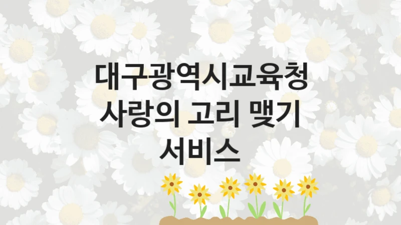 “사랑의 고리 맺기 서비스” 복지 혜택 신청부터 지급까지 – 대구광역시교육청 지원 정책