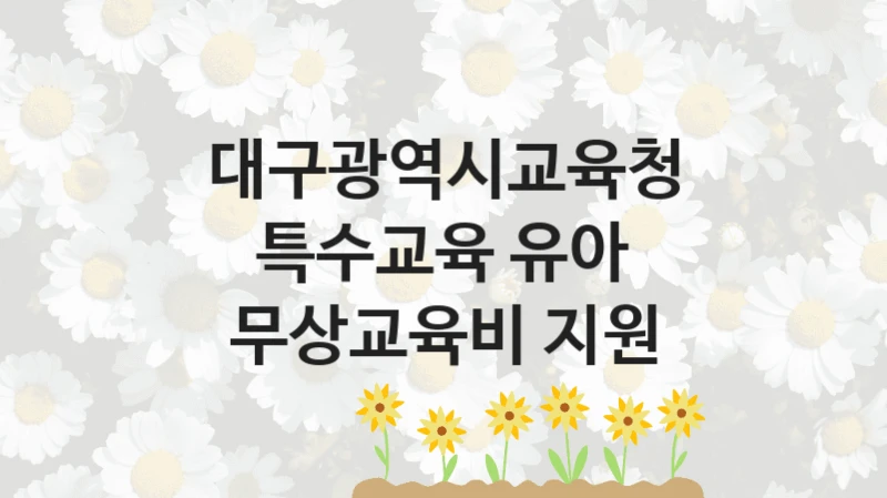 “특수교육 유아 무상교육비 지원” 대구광역시교육청 지원 혜택 – 자격 조건과 구비 서류