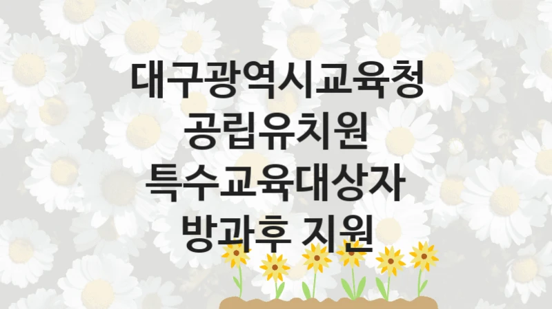 대구광역시교육청 “공립유치원 특수교육대상자 방과후 지원” 복지 지원 정책 – 신청 절차 및 필요 서류