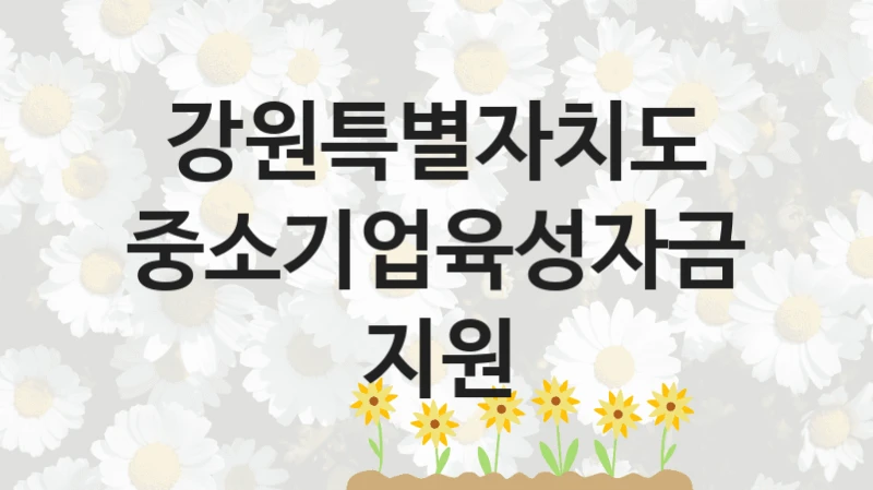 강원특별자치도 복지 정책 안내 “중소기업육성자금 지원” – 신청 요건과 제출 서류