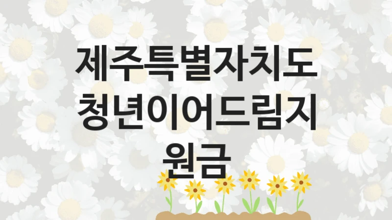 “청년이어드림지원금” 복지 혜택 신청부터 지급까지 – 제주특별자치도 지원 정책