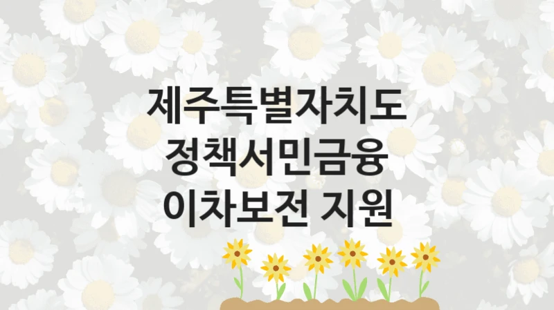 제주특별자치도
정책서민금융 이차보전 지원