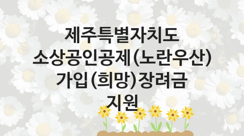 제주특별자치도 “소상공인공제(노란우산) 가입(희망)장려금 지원” 복지 지원 정책 – 신청 절차 및 필요 서류