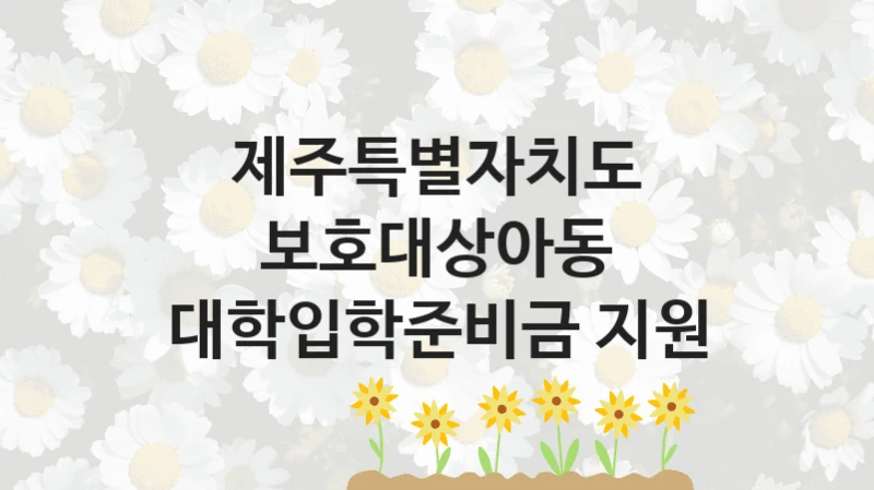 “보호대상아동 대학입학준비금 지원” 제주특별자치도 지원 혜택 – 자격 조건과 구비 서류