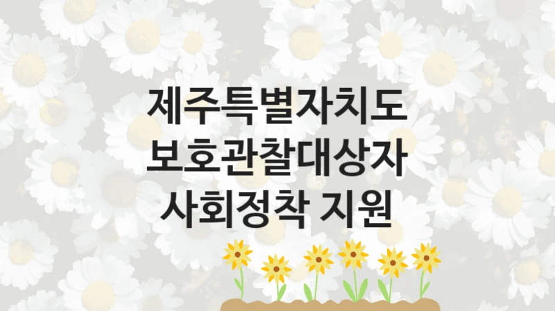 “보호관찰대상자 사회정착 지원” 복지 혜택 자격 심사 및 접수 일정 – 제주특별자치도 지원 정책