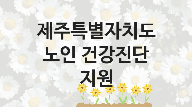 제주특별자치도
노인 건강진단 지원