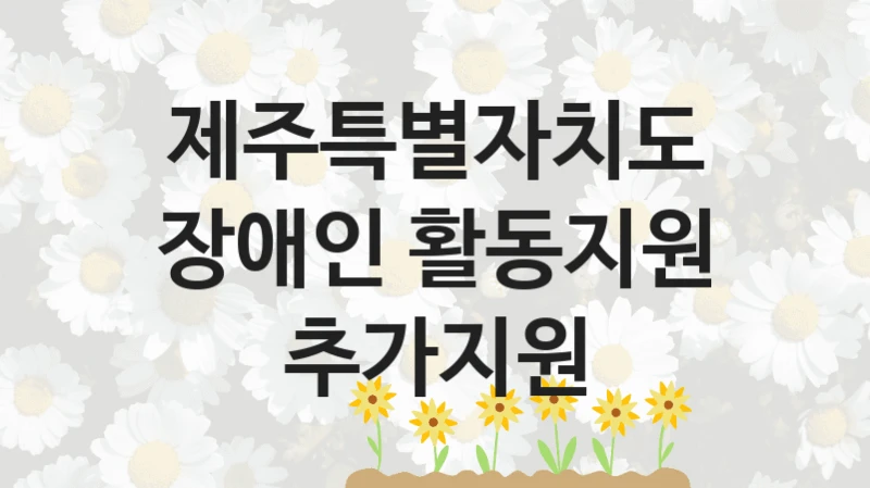 “장애인 활동지원 추가지원” 혜택 대상자 조건 – 제주특별자치도 복지정책 요건 및 혜택 안내