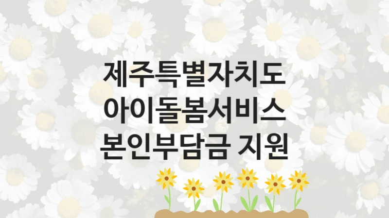 제주특별자치도 “아이돌봄서비스 본인부담금 지원” 신청 주요 정보 – 접수 마감일과 신청 절차