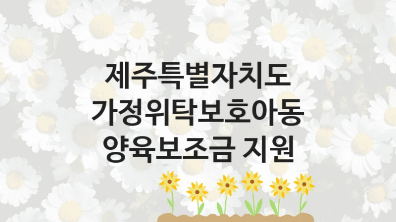 제주특별자치도 지원정책 “가정위탁보호아동 양육보조금 지원” 주민복지과 -신청 서류와 자격