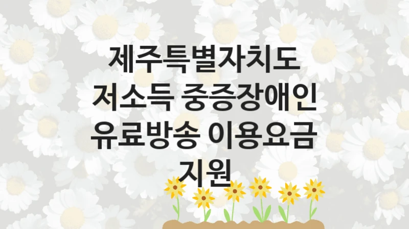 “저소득 중증장애인 유료방송 이용요금 지원” 혜택 대상자 조건 – 제주특별자치도 복지정책 요건 및 혜택 안내