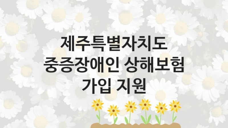 제주특별자치도 “중증장애인 상해보험 가입 지원” 복지 지원 정책 – 자격 요건과 접수 방법