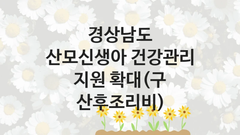 “산모신생아 건강관리 지원 확대(구 산후조리비)” 경상남도 복지지원 혜택 – 신청 조건과 자격 조건