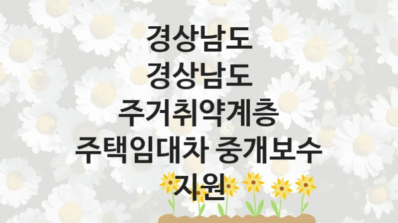 경상남도, 경상남도 주거취약계층 주택임대차 중개보수 지원 지원 정책, 신청 방법과 자격 조건