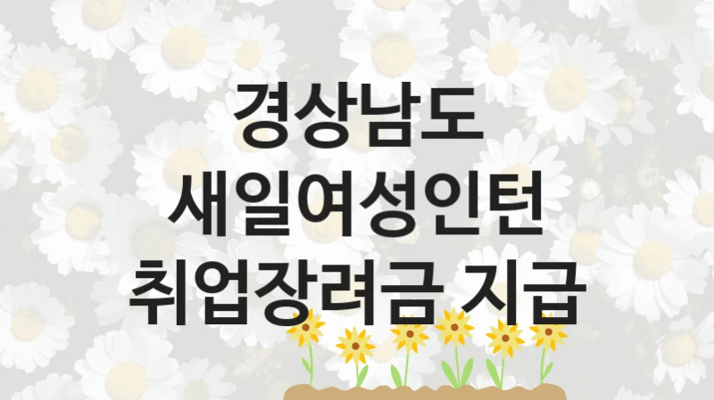 경상남도 “새일여성인턴 취업장려금 지급” 복지 지원 정책 – 지원 대상 및 신청 방법