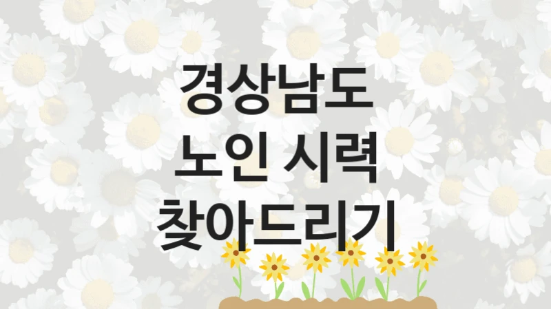 경상남도 “노인 시력 찾아드리기” 복지 지원혜택 – 신청 방법과 구비 서류