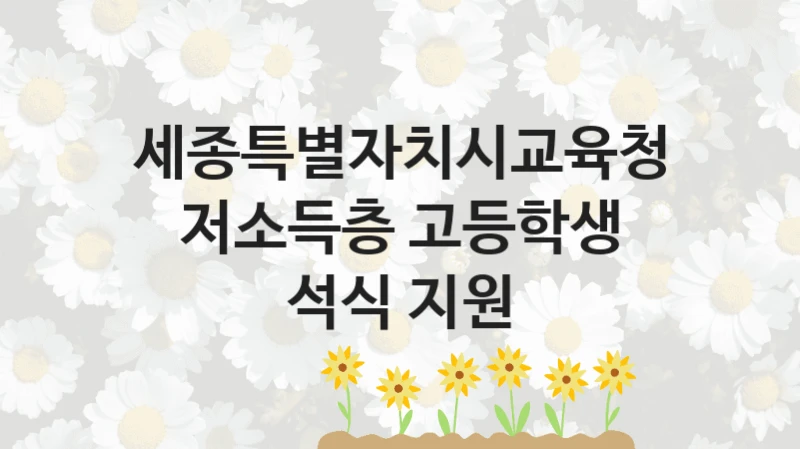 “저소득층 고등학생 석식 지원” 복지 혜택 신청부터 지급까지 – 세종특별자치시교육청 지원 정책