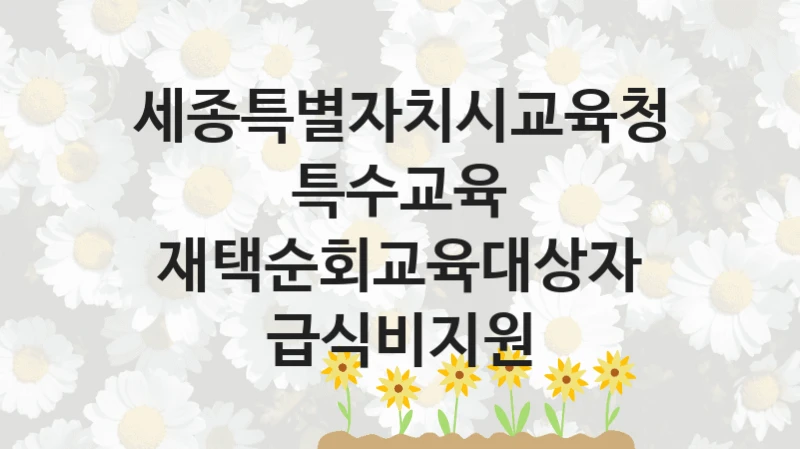 세종특별자치시교육청
특수교육 재택순회교육대상자 급식비지원
