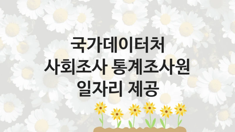 국가데이터처 지원정책 “사회조사 통계조사원 일자리 제공” 사회통계기획과 -신청 자격 조건과 신청 방법
