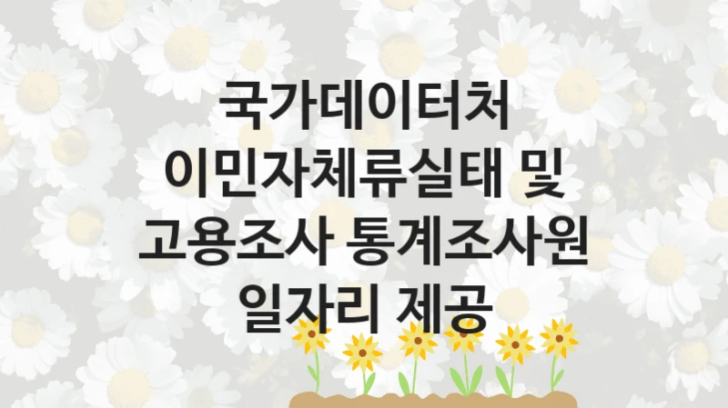 국가데이터처 “이민자체류실태 및 고용조사 통계조사원 일자리 제공” 지원사업 자격 조건과 신청 일정