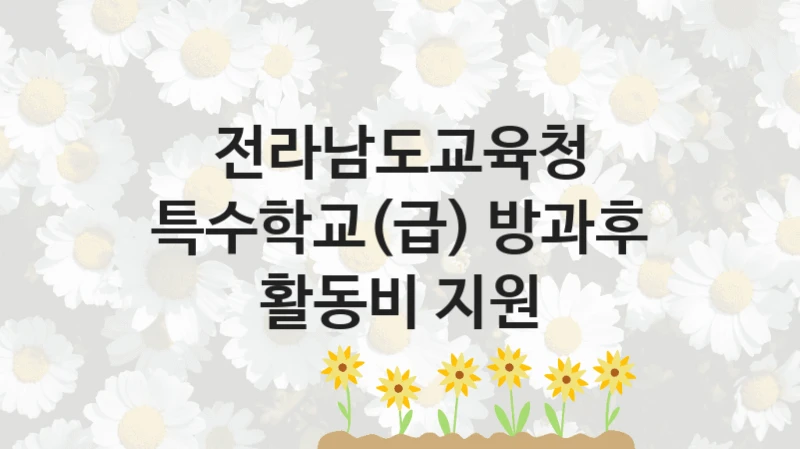 전라남도교육청
특수학교(급) 방과후 활동비 지원