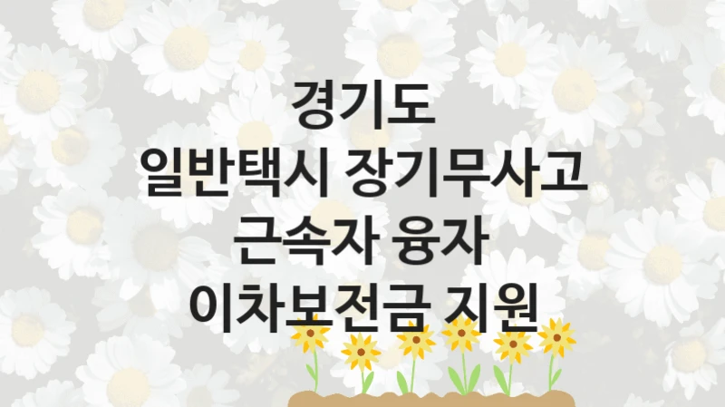 경기도
일반택시 장기무사고 근속자 융자 이차보전금 지원