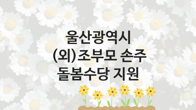 “(외)조부모 손주 돌봄수당 지원” 복지 혜택 신청부터 지급까지 – 울산광역시 지원 정책