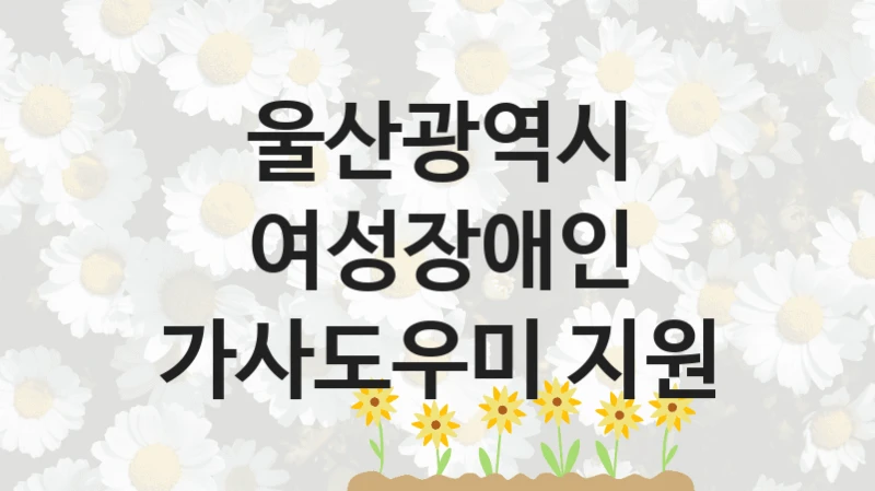 정부 지원 제도 “여성장애인 가사도우미 지원” 신청 절차와 준비물 – 울산광역시