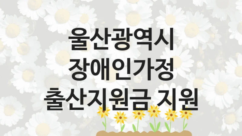 울산광역시
장애인가정 출산지원금 지원