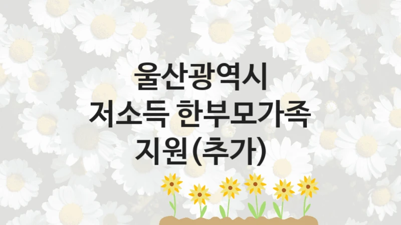 울산광역시
저소득 한부모가족 지원(추가)