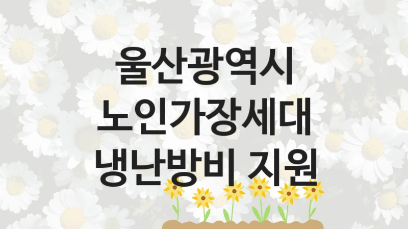 울산광역시 복지정책 “노인가장세대 냉난방비 지원” 보훈노인과 -신청 자격 조건과 신청 방법