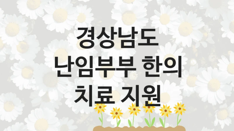 정부 지원 제도 “난임부부 한의 치료 지원” 신청 대상 및 자격 조건 – 경상남도