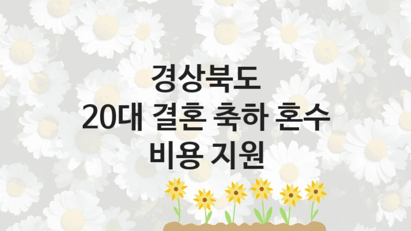 경상북도 “20대 결혼 축하 혼수 비용 지원” 복지 지원혜택 – 신청 방법과 구비 서류