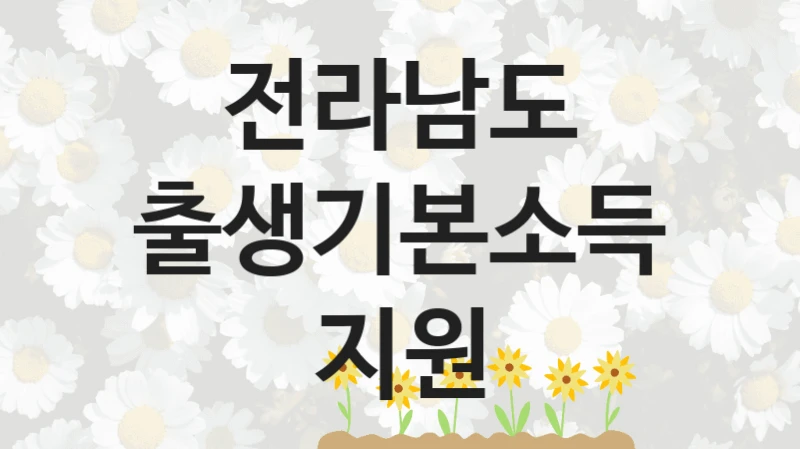 출생기본소득 지원 신청 가이드 – 전라남도 복지 지원 혜택 정리