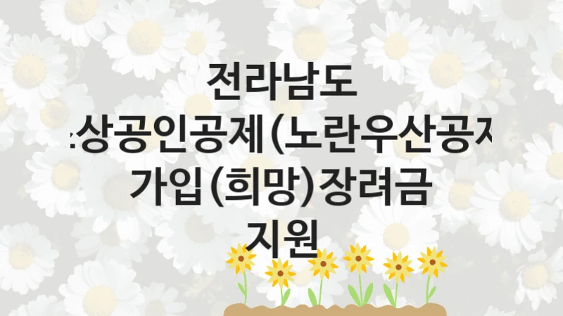 공공 복지 프로그램 “소상공인공제(노란우산공제) 가입(희망)장려금 지원” – 전라남도 신청 대상 및 제출 서류