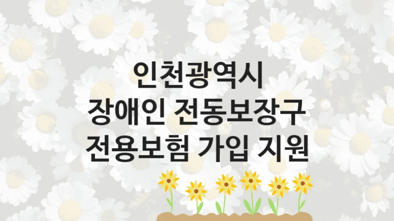 인천광역시 “장애인 전동보장구 전용보험 가입 지원” 복지 지원 정책 – 신청 절차 및 필요 서류